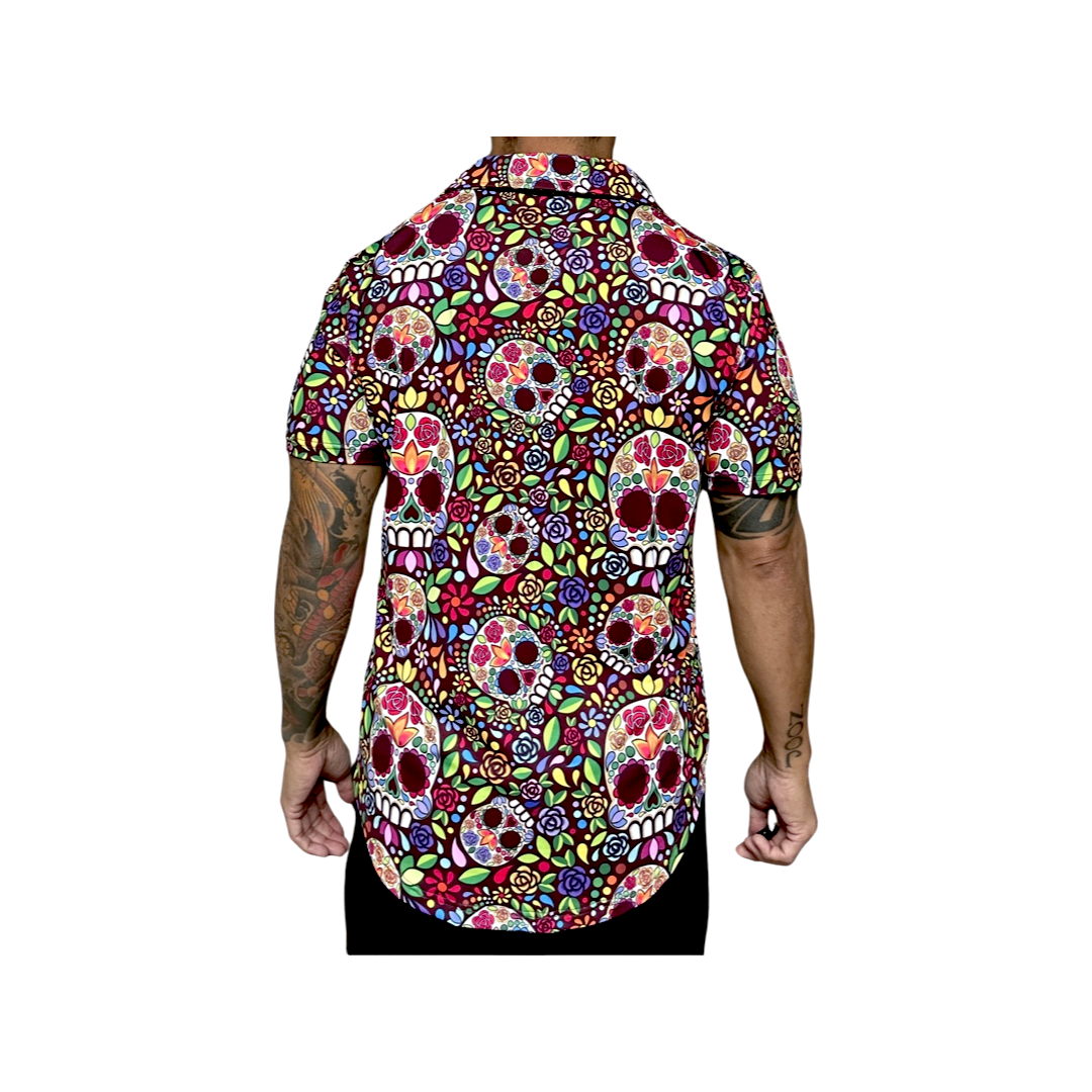 Mexican Day of Dead Skulls Golf Shirt.