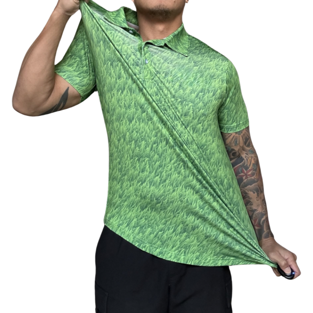Funny Green Grass Turf Golf Shirt.