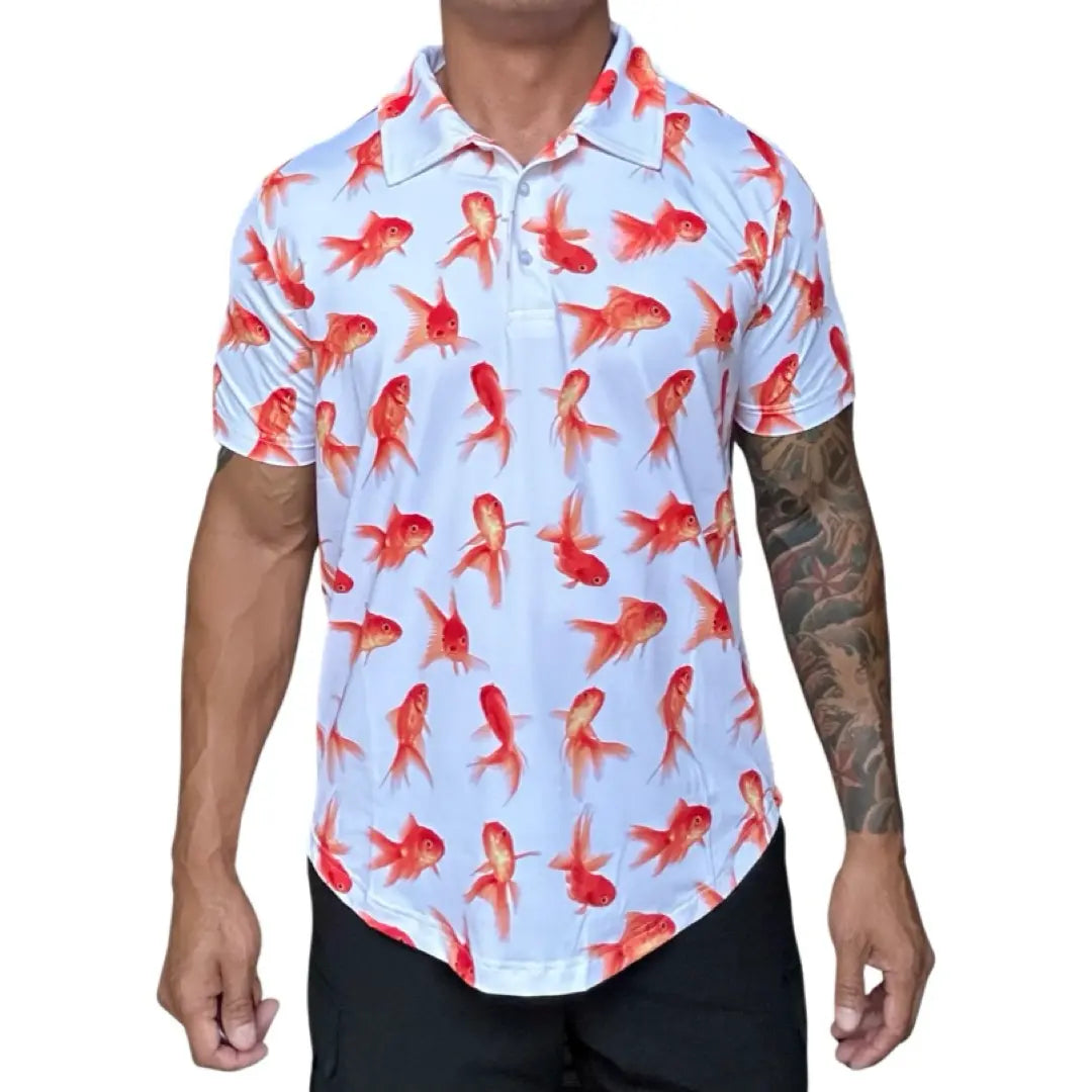 Funny Goldfish Fish Aquarium Golf Shirt. Hackergolf.net