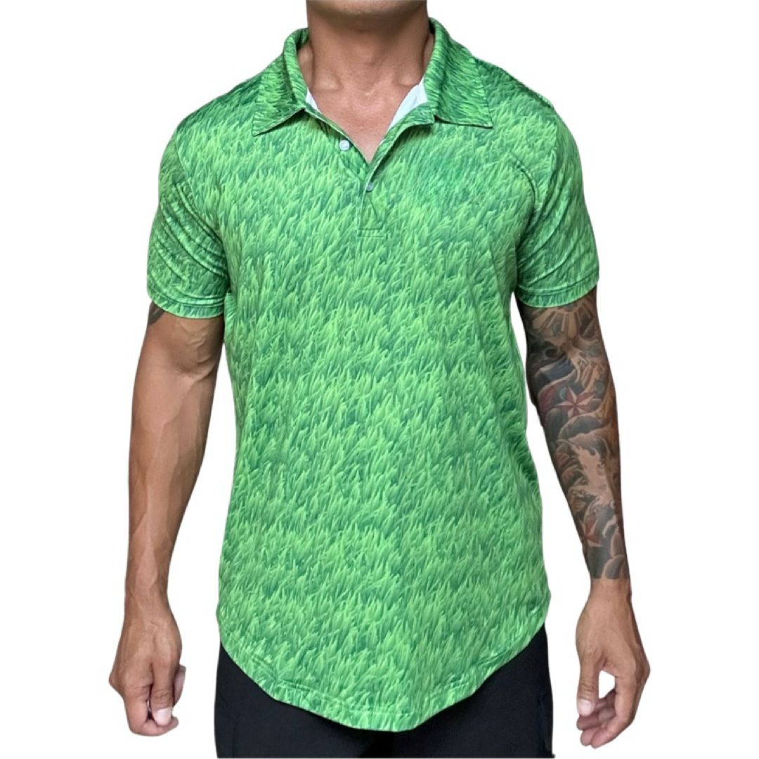 Funny Green Grass Turf Golf Shirt.