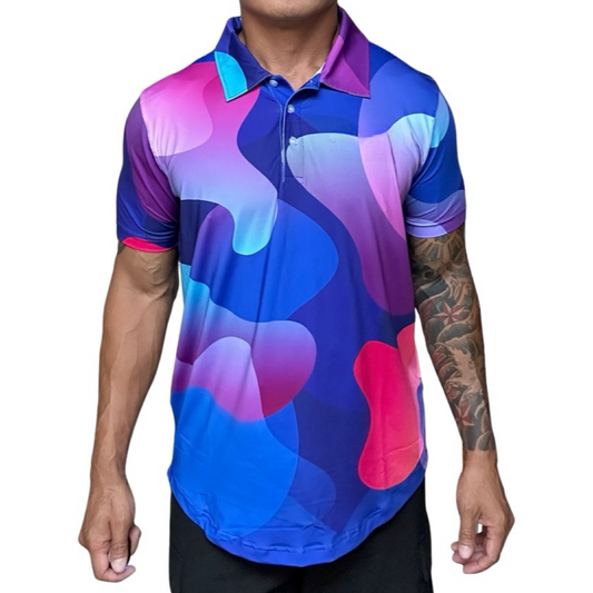Lava Lamp Blob Pink Blue Golf Shirt.